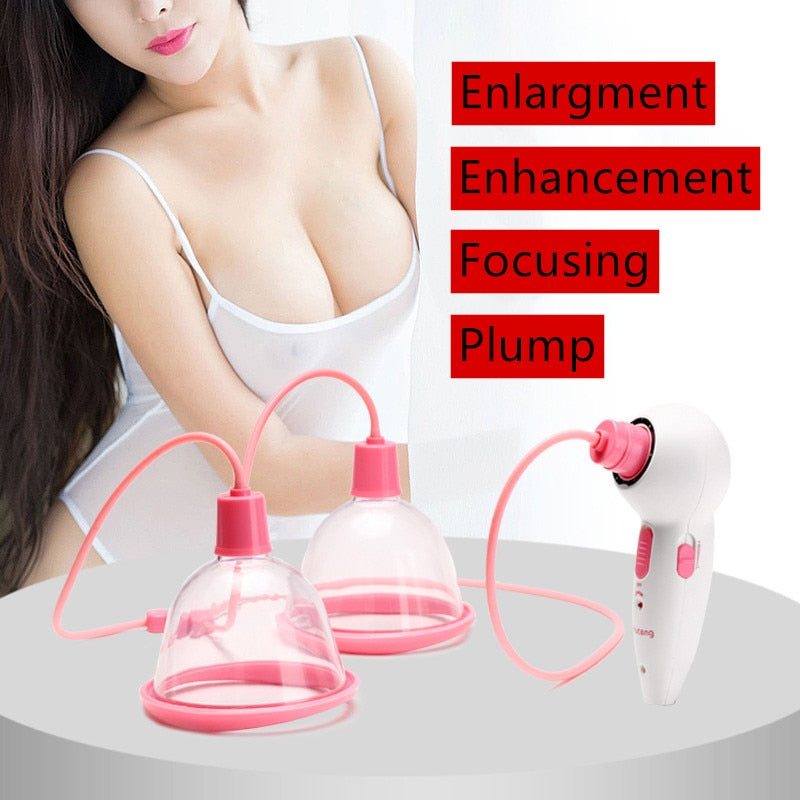 Massageador elétrico para Aumento dos Seios Busto/Plump Therapy via vácuo e sucção. Seios maiores e rígidos.