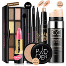 Conjunto de maquiagem feminina, kit de cosméticos com BB cream antirrugas, rímel à prova d'água, delineador mágico, batom encantador.