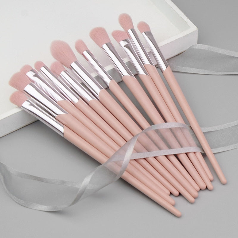 Pincéis Cosméticos Nude Rosa - Pó, Blush, Pincel Iluminador, Sombra, Contorno Nariz, Sobrancelha, Lábio, Pincéis De Maquiagem.