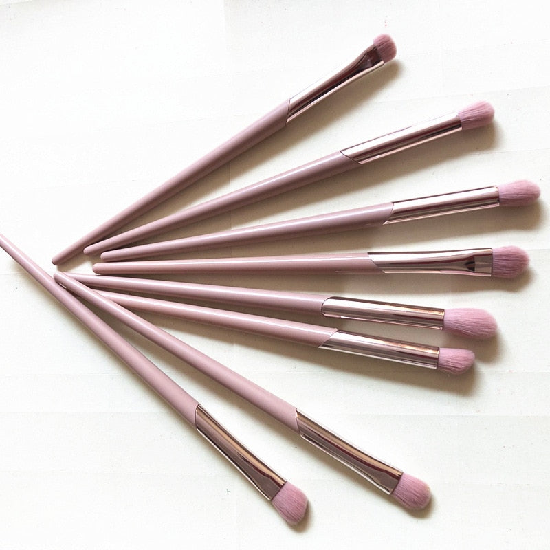 Pincéis Cosméticos Nude Rosa - Pó, Blush, Pincel Iluminador, Sombra, Contorno Nariz, Sobrancelha, Lábio, Pincéis De Maquiagem.