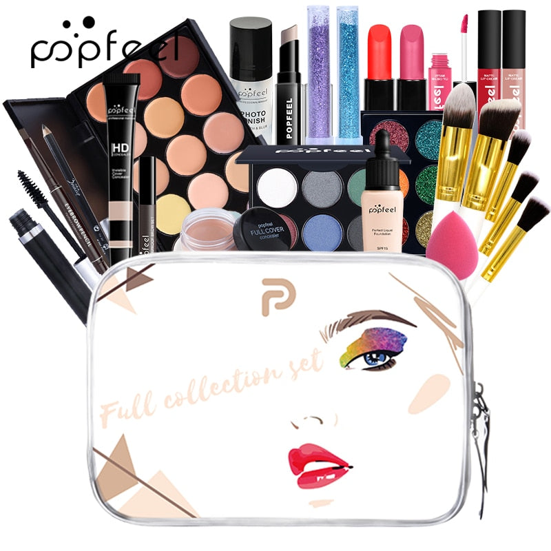 25 pçs kit de maquiagem profissional  tudo em um: conjunto completo com bolsa de cosméticos de beleza.