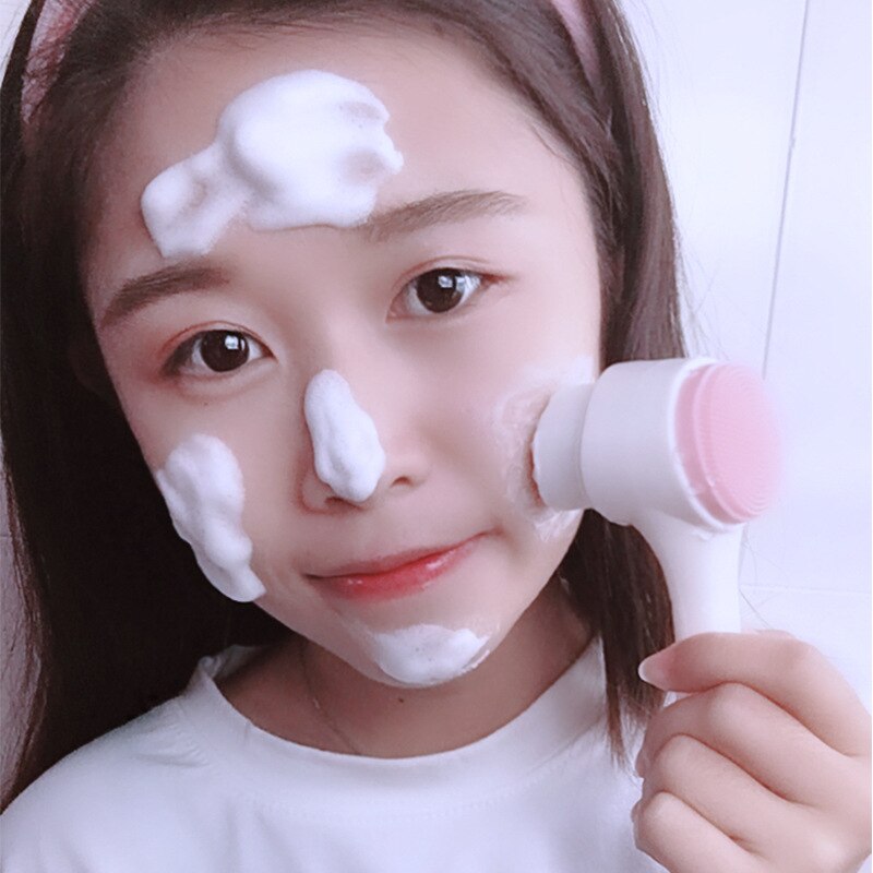 Escova de limpeza facial de silicone dupla face 3D, portátil, limpeza facial, massagem, esfoliante, para cravos, massagem facial, produto de limpeza