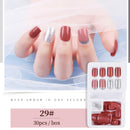 Conjunto de 30 unidades de unhas postiças, unhas completas para decoração, arte com adesivo.