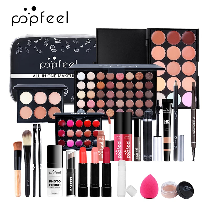 25 pçs kit de maquiagem profissional  tudo em um: conjunto completo com bolsa de cosméticos de beleza.