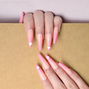 24 pçs/caixa de unhas postiças com cola projetada colorida - fio de ouro arco-íris - colagem com pressão.