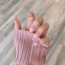 24Pcs Unhas Postiças Comprimento Médio - Bailarina Cor Nude e Rosa Unhas com cola de pressão.