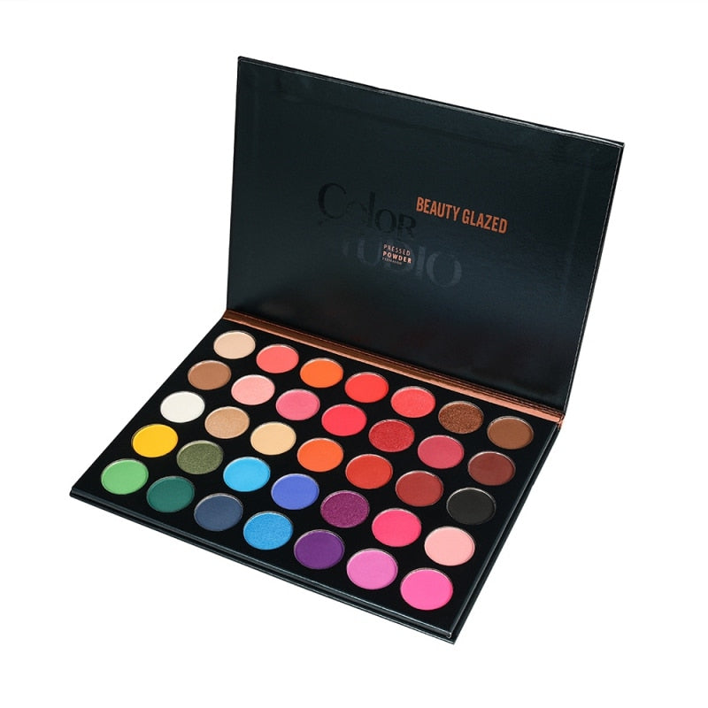 BEAUTY GLAZED 1pç - Paleta de Maquiagem de Sombras: Sombra Sólida, Diamond Shimmer Matte, Impermeável Natural.