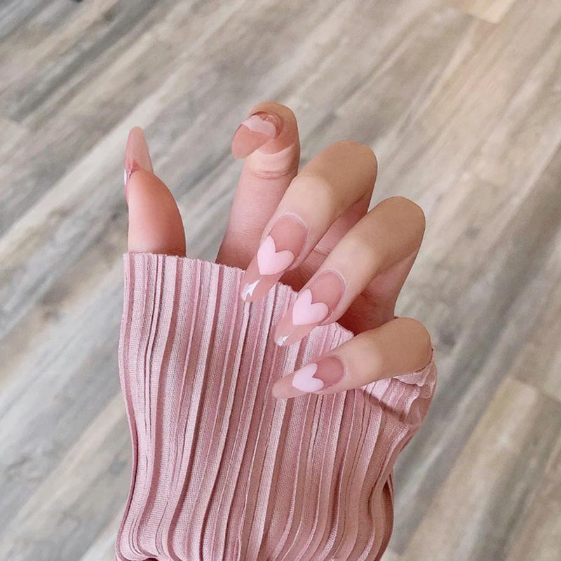 24 peças Unhas postiças de comprimento médio - Cobertura completa.