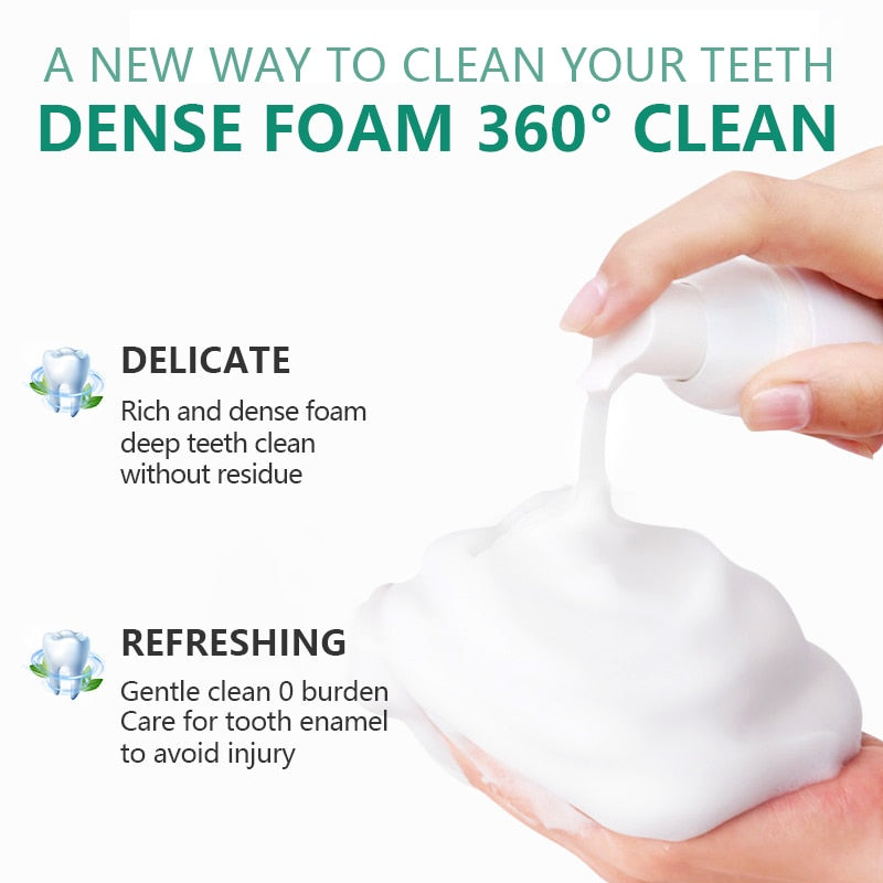 Mousse de Branqueamento Dental VIBRANT GLAMOUR - Pasta de Dentes com Menta - Remove Manchas de Placa - Mal Hálito - Dentes Brilhantes Hálito Fresco.