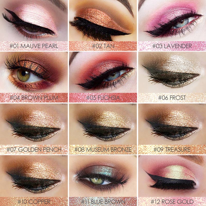 FOCALLURE - Sombras cosméticas em Glitter - 18 cores acetinadas e brilhantes.