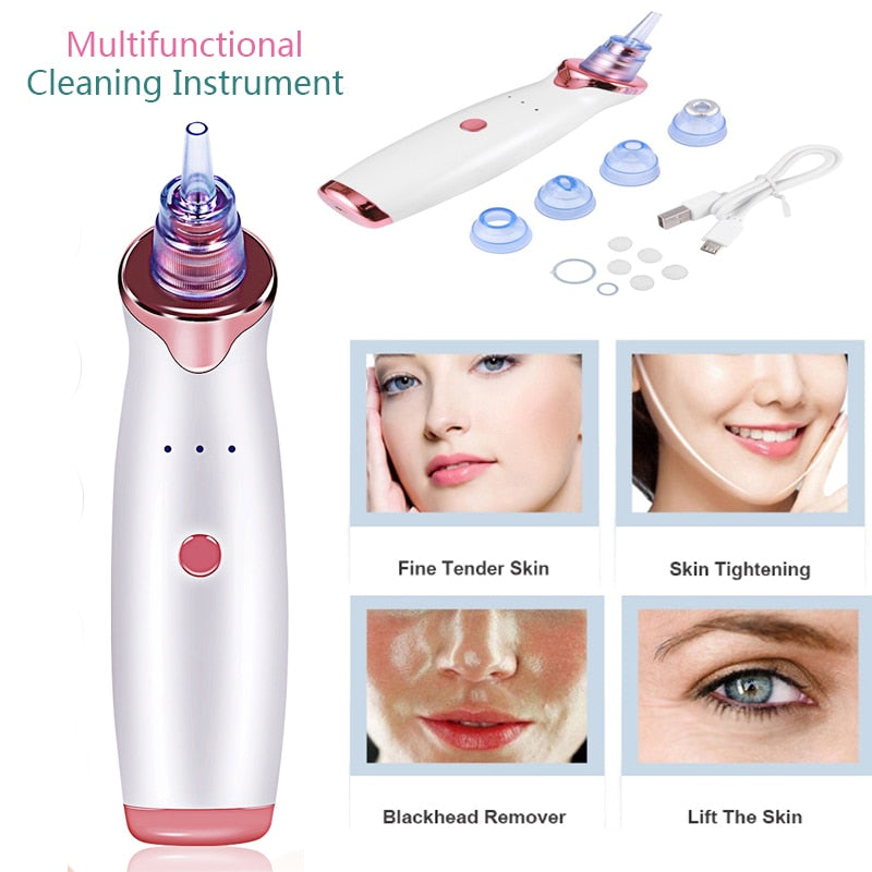 Aspirador de poros - Removedor de cravos - Sucção contra Acne - Peeling e Limpeza facial - Microdermoabrasão de Diamante.