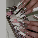 24 unidades de unhas artificiais com cola - design Impresso - destacável.