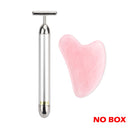 Massageador Facial 3D Ouro 24k - Barra de Elevação Facial - Rolo de Jade Massagem Facial - Placa Guasha Quartzo Rosa Natural - Ferramentas de Beleza para a Pele.