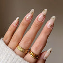 24 pçs/caixa de Unhas postiças onduladas e redondas destacáveis Unhas postiças stilleto destacáveis. Cobertura completa Bailarina francesa.