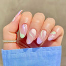 24 Pçs de Cabeça Oval de Unhas Postiças - Rosa Amêndoa. Unhas Falsas Artificiais Com Cola Cobertura Completa.