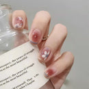 24 pçs/caixa Unhas Postiças auto adesivas para mulheres - Noiva de flores brancas - cobertura completa de acrílico.