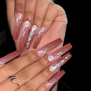 24 pçs/caixa de unhas postiças com cola destacável - longas bailarina unhas postiças com design reutilizável.