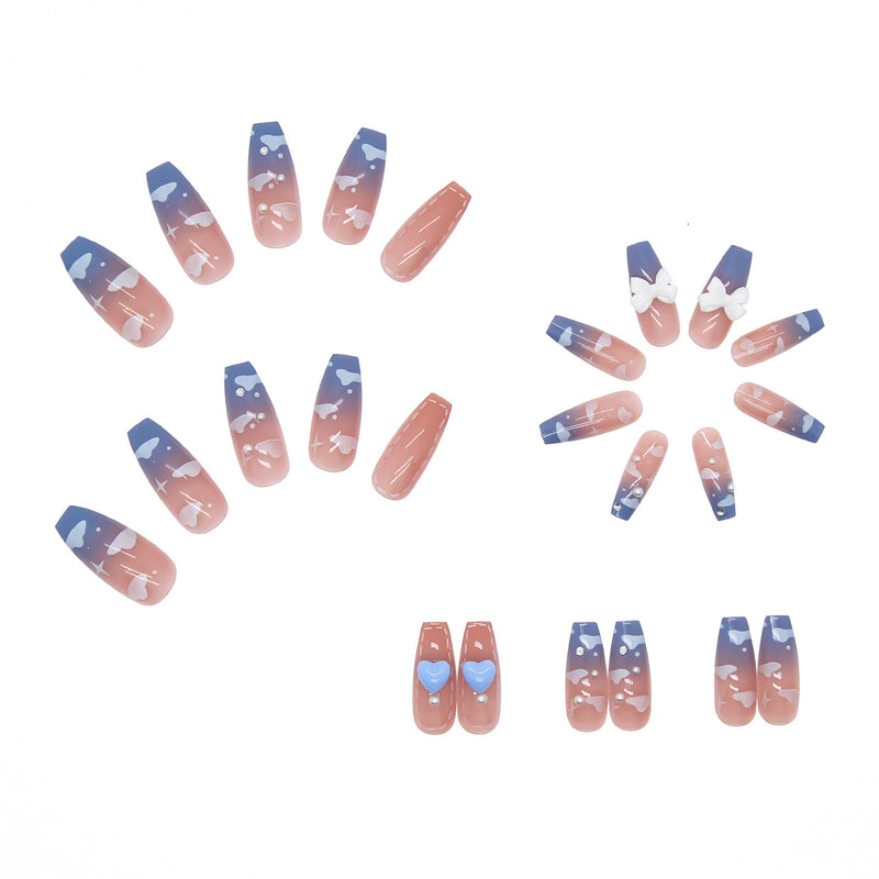 24 pçs/caixa de unhas postiças - Nail Art reutilizáveis - Unhas auto adesivas.