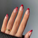 24 pçs/caixa de Unhas postiças onduladas e redondas destacáveis Unhas postiças stilleto destacáveis. Cobertura completa Bailarina francesa.