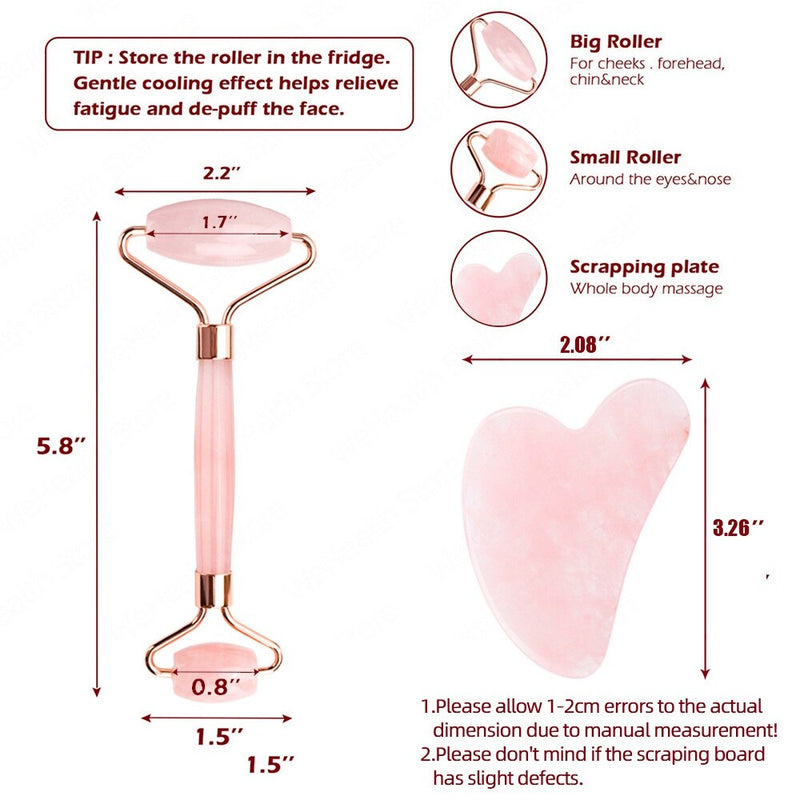 3 pcs Natural Pedra de Jade  - Pedra de Quartzo Rosa - Ferramentas para Rosto Pescoço Costas Corpo.