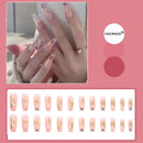 24 unidades de Unhas postiças decoradas com borboletas, manicure fashion, cobertura completa de acrílico para meninas.